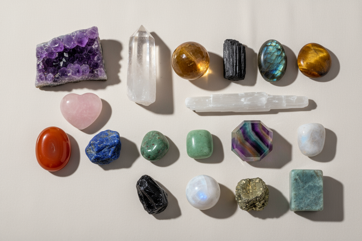 16 set gemstones and crystals