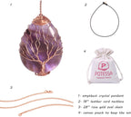 7 Chakra Gemstone Healing Crystals Necklace - Copper Wire Wrapped Natural Unisex Hippie Leather Choker