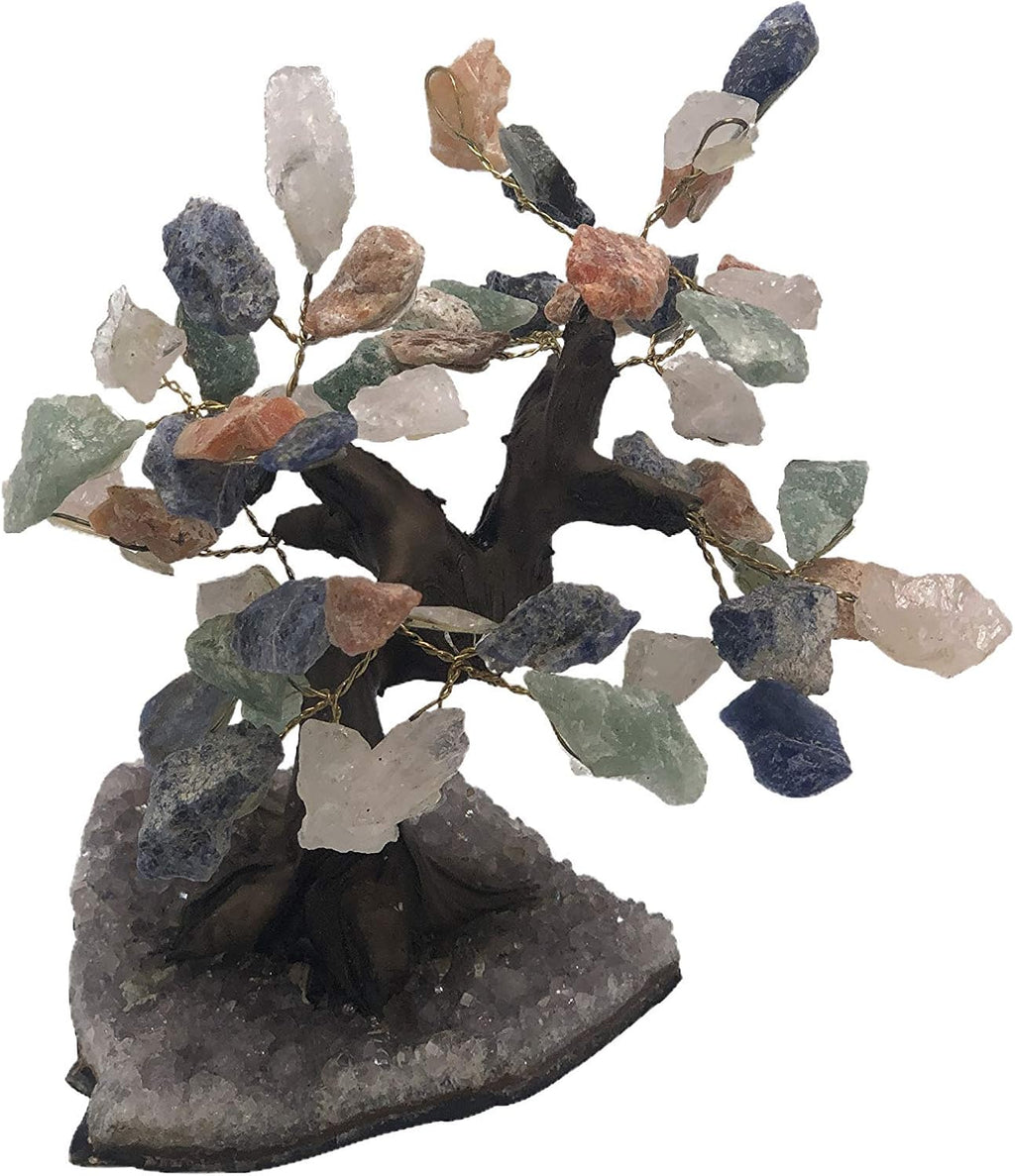 Natural Crystal Tree Decor, Desk Decor with Sodalite Chakra Stones, Gemstone Tree with Crystals and Healing Stones, Blue, Large, 7-Inches Tall - Nature’S Decorations