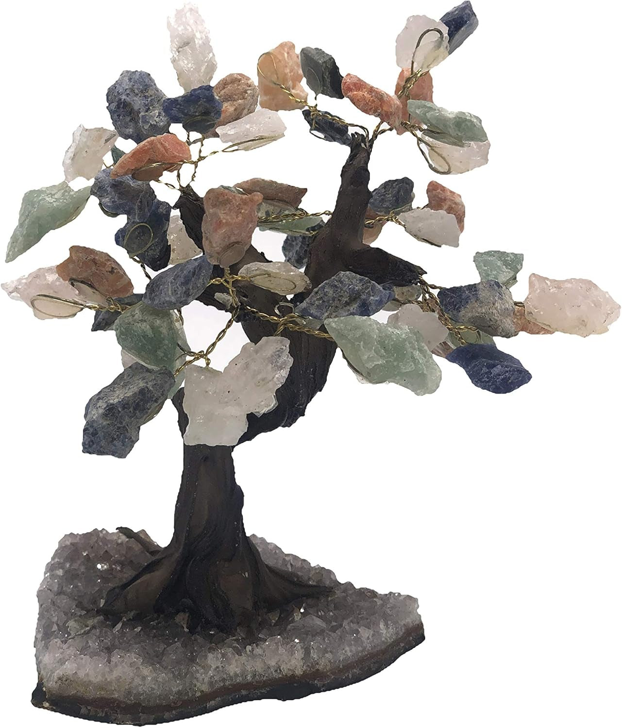 Natural Crystal Tree Decor, Desk Decor with Sodalite Chakra Stones, Gemstone Tree with Crystals and Healing Stones, Blue, Large, 7-Inches Tall - Nature’S Decorations