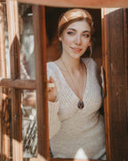 7 Chakra Gemstone Healing Crystals Necklace - Copper Wire Wrapped Natural Unisex Hippie Leather Choker