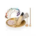 Brass Crystal Tree Incense Holder with 7-Chakra Stones for Yoga Meditation Home Decor