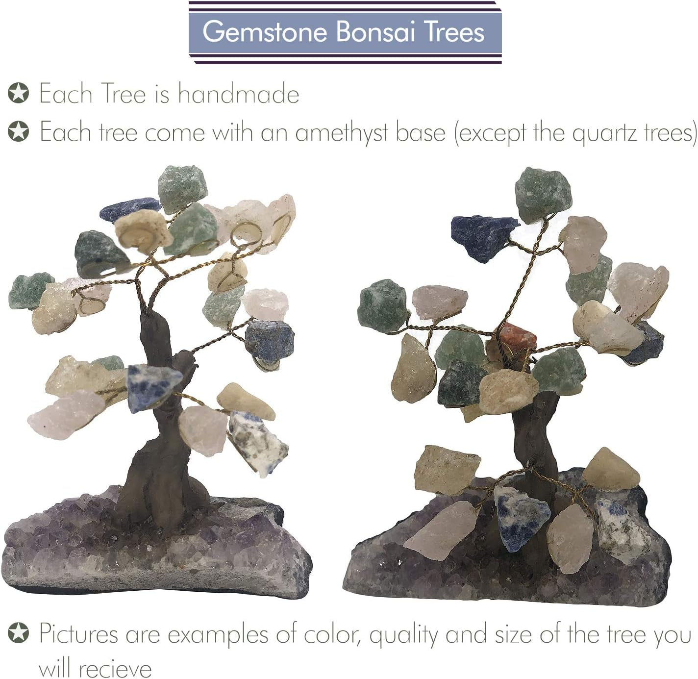 Natural Crystal Tree Decor, Desk Decor with Sodalite Chakra Stones, Gemstone Tree with Crystals and Healing Stones, Blue, Large, 7-Inches Tall - Nature’S Decorations