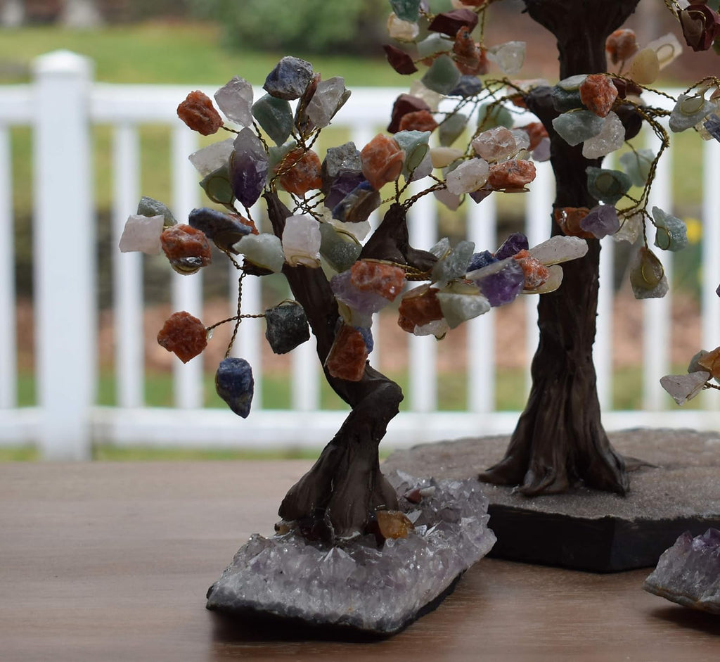 Natural Crystal Tree Decor, Desk Decor with Sodalite Chakra Stones, Gemstone Tree with Crystals and Healing Stones, Blue, Large, 7-Inches Tall - Nature’S Decorations