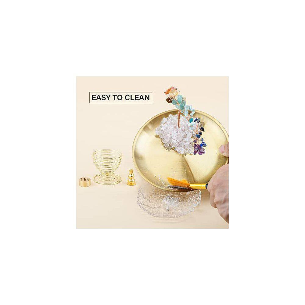 Brass Crystal Tree Incense Holder with 7-Chakra Stones for Yoga Meditation Home Decor